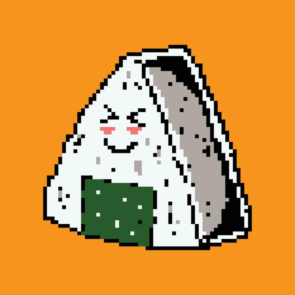 pixel kunst tekenfilm karakter onigiri illustratie vector