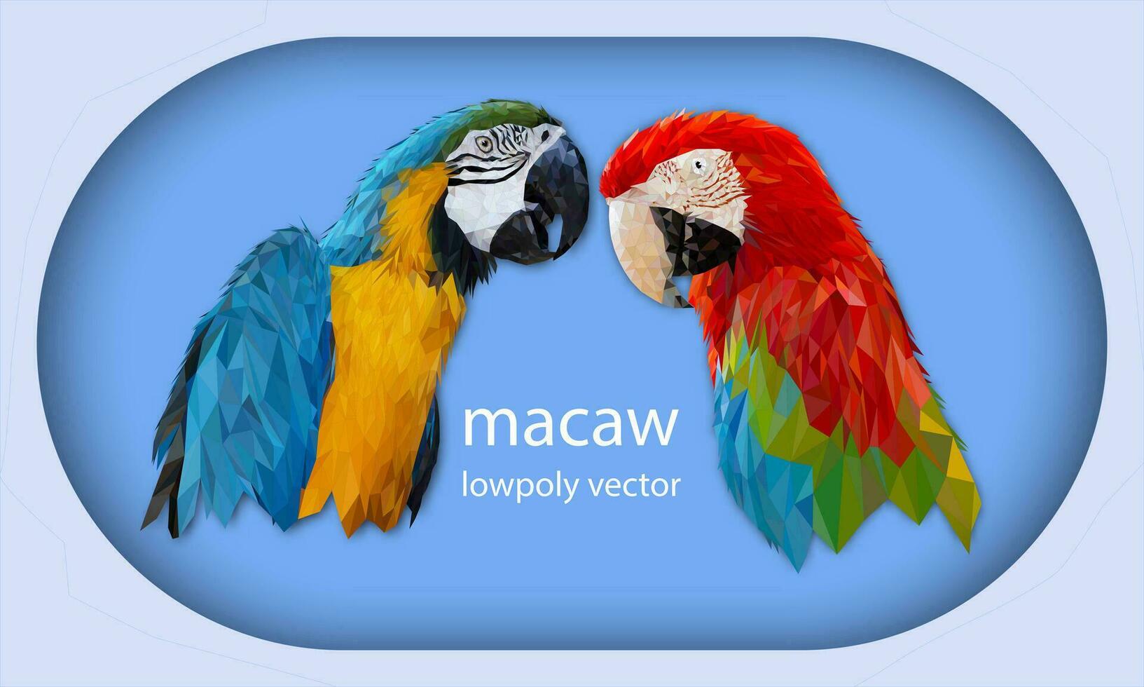 veelhoek grafiek twee vogel ara papegaai vector illustratie