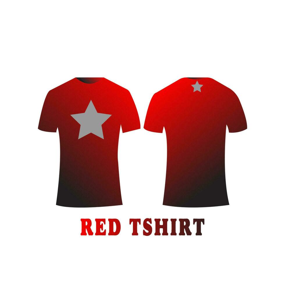 rood t-shirt met sterren zichtbaar Aan de voorkant en rug, geïsoleerd Aan een wit achtergrond vector
