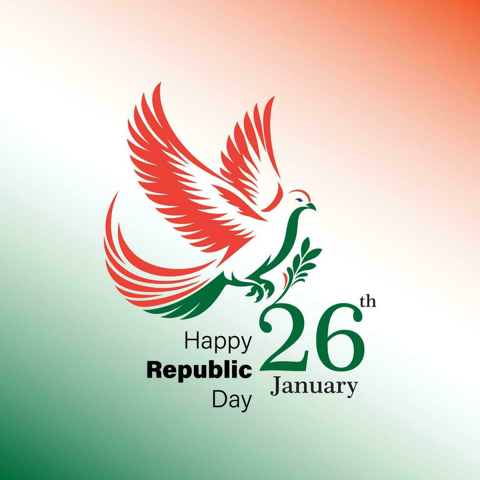 gelukkig republiek dag Indië, 26 januari, een illustratie van een duif vrij sociaal media post vector
