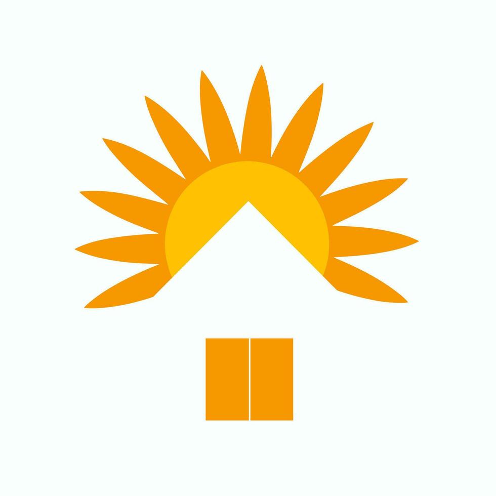 ai gegenereerd zonne- energie fabriek gevulde oranje logo. betaalbaarheid bedrijf waarde. zon schijnend over- dak gemakkelijk icoon. ontwerp element. ai kunst voor zakelijke branding, website vector