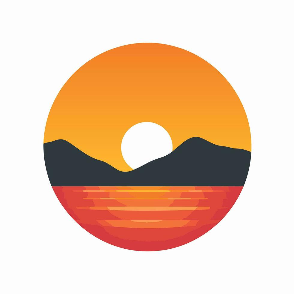 ai gegenereerd hernieuwbaar macht fabriek gevulde kleurrijk logo. duurzaamheid bedrijf waarde. zonsondergang meer bergen illustratie. ontwerp element. ai kunst voor zakelijke branding vector