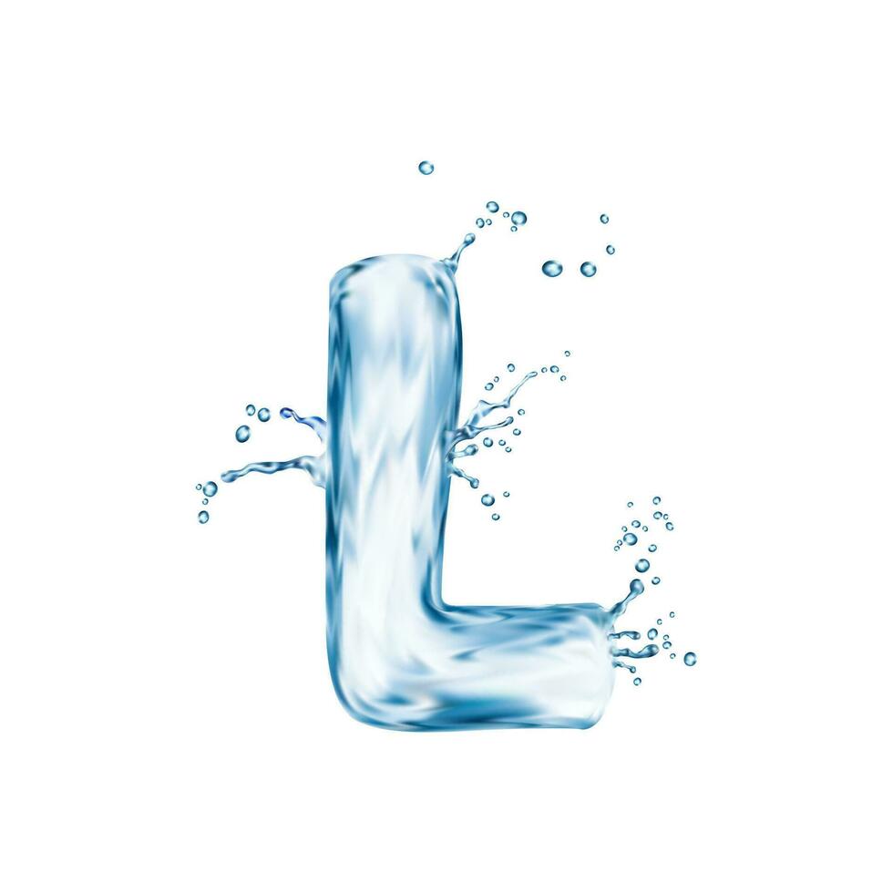 realistisch water doopvont brief ik, stromen vloeistof aqua vector