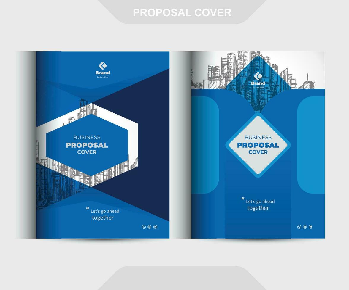 blauw zakelijke bedrijf voorstel catalogus Hoes ontwerp sjabloon concepten vector