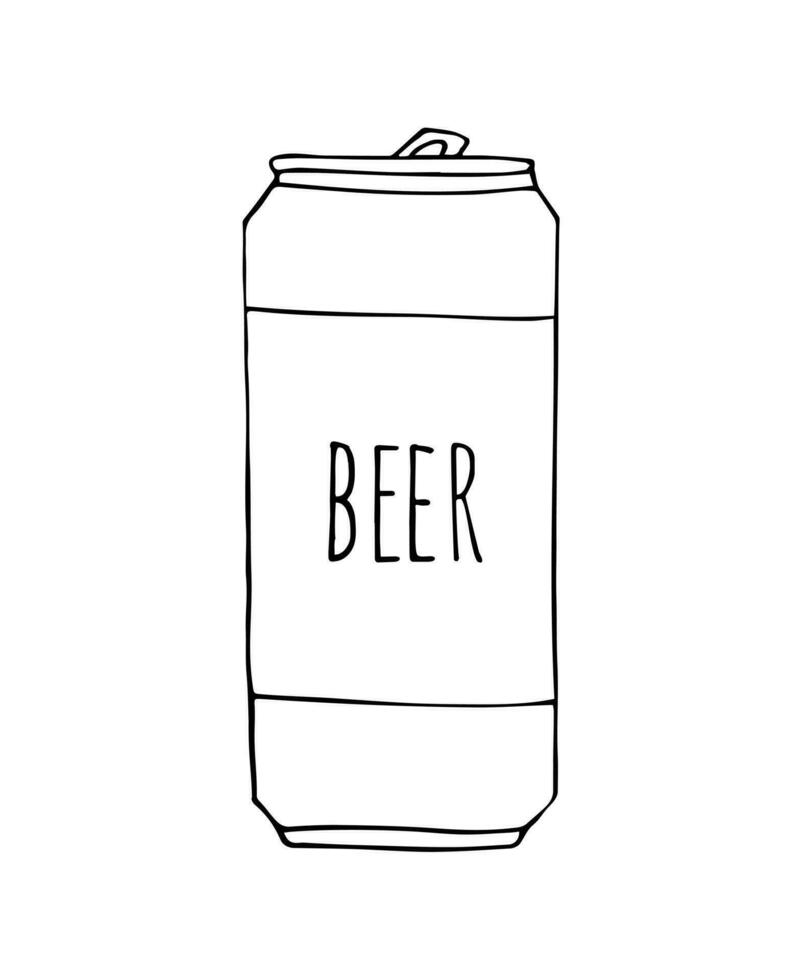 vector hand- getrokken schetsen tekening bier kan