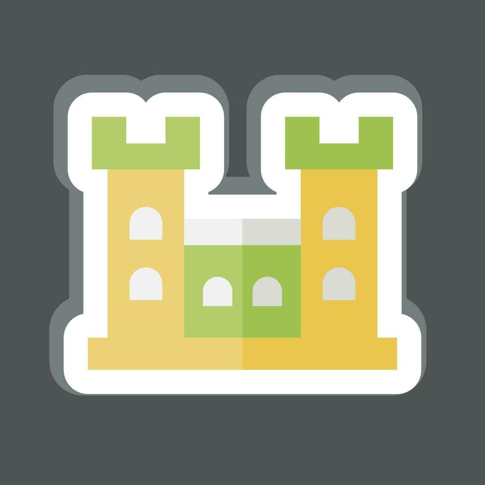 sticker malahide kasteel. verwant naar Ierland symbool. gemakkelijk ontwerp bewerkbaar. gemakkelijk illustratie vector