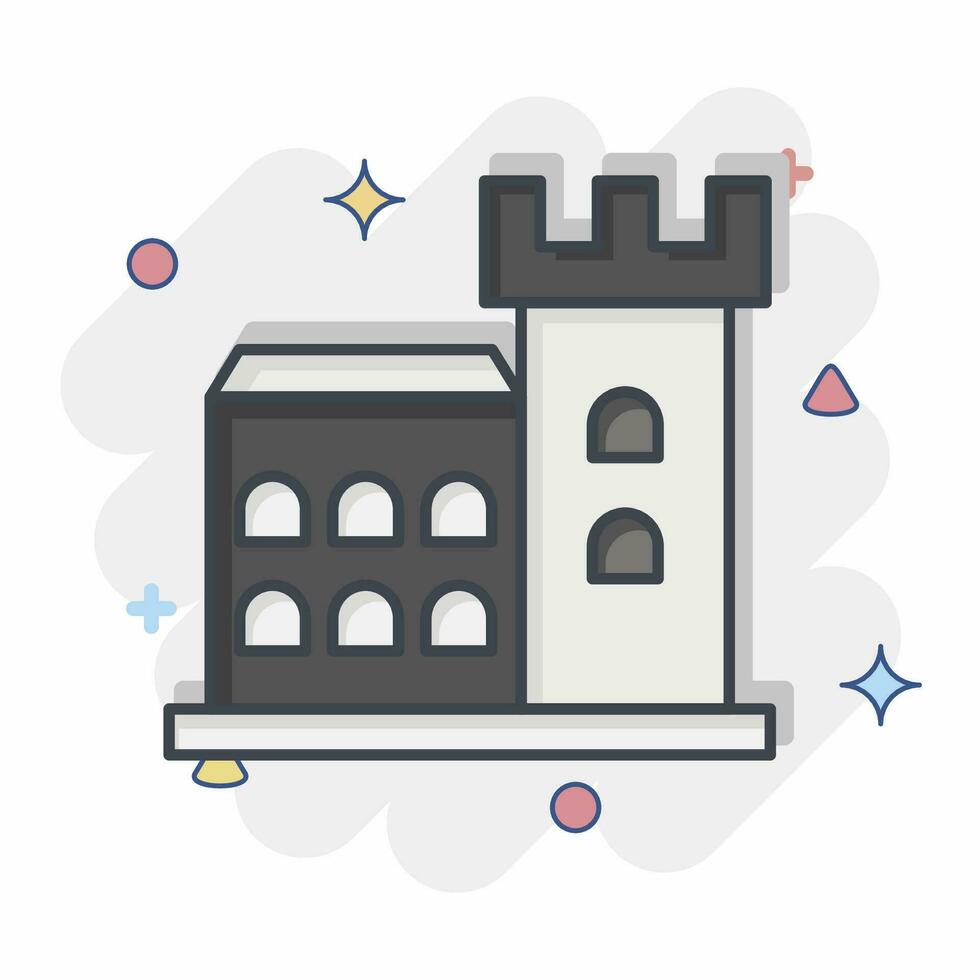 icoon dubbel kasteel. verwant naar Ierland symbool. grappig stijl. gemakkelijk ontwerp bewerkbaar. gemakkelijk illustratie vector