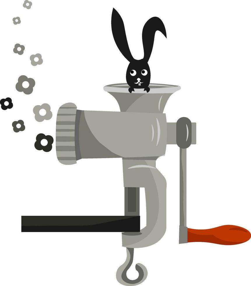 een tekenfilm konijn is zittend Aan een machine met een bloem vector