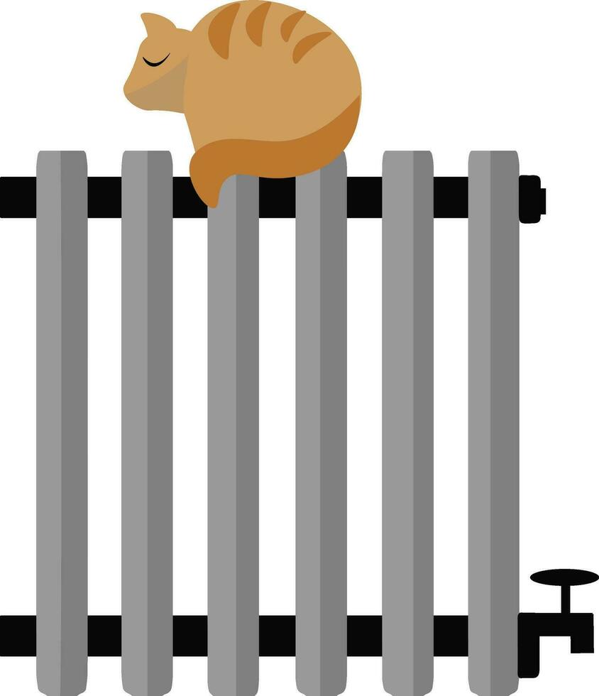 een kat is slapen Aan top van een radiator vector