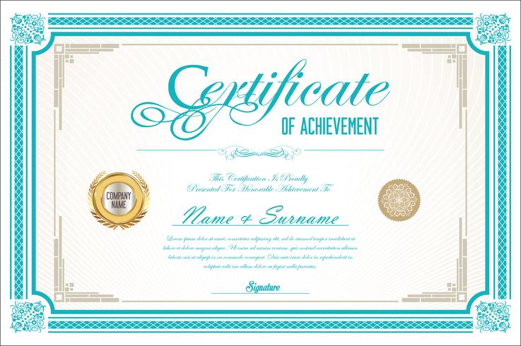 Certificaat of diploma retro ontwerpsjabloon vectorillustratie vector