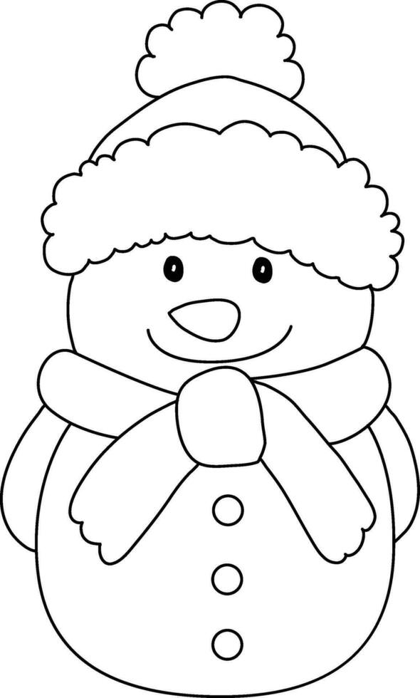 sneeuwman tekenfilm getrokken met gemakkelijk lijnen. de sneeuwman heeft Afdeling armen, draagt een hoed, en is versierd voor Kerstmis met een vrolijk sneeuwman tekenfilm hebben pret Aan Kerstmis dag. vector