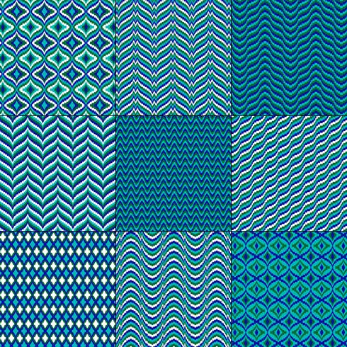 blauwgroene mod bargello geometrische patronen vector