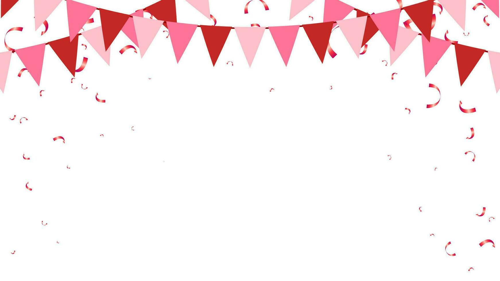 Valentijnsdag dag met rood, roze papier vlag en confetti viering of bruiloft vector
