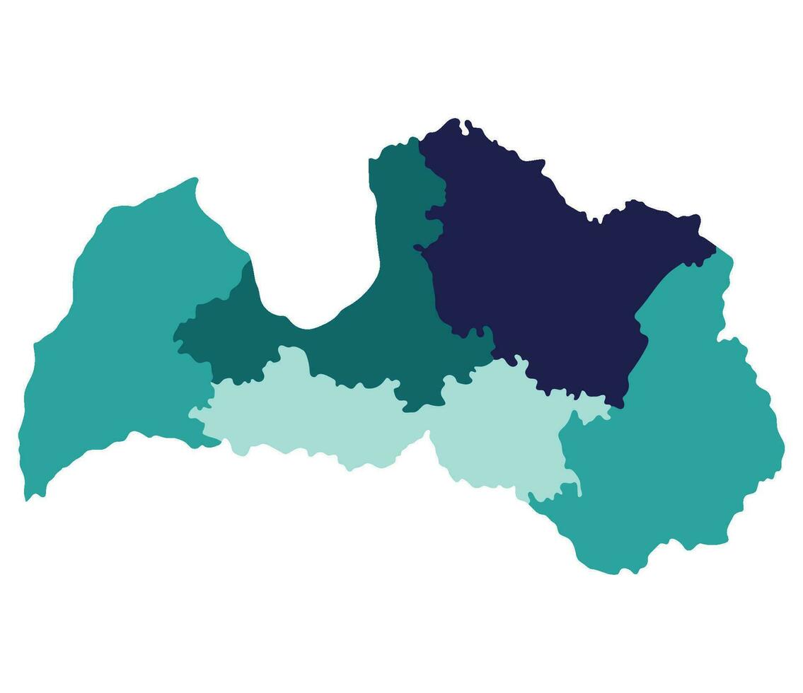 Letland kaart. kaart van Letland verdeeld in vijf hoofd Regio's vector