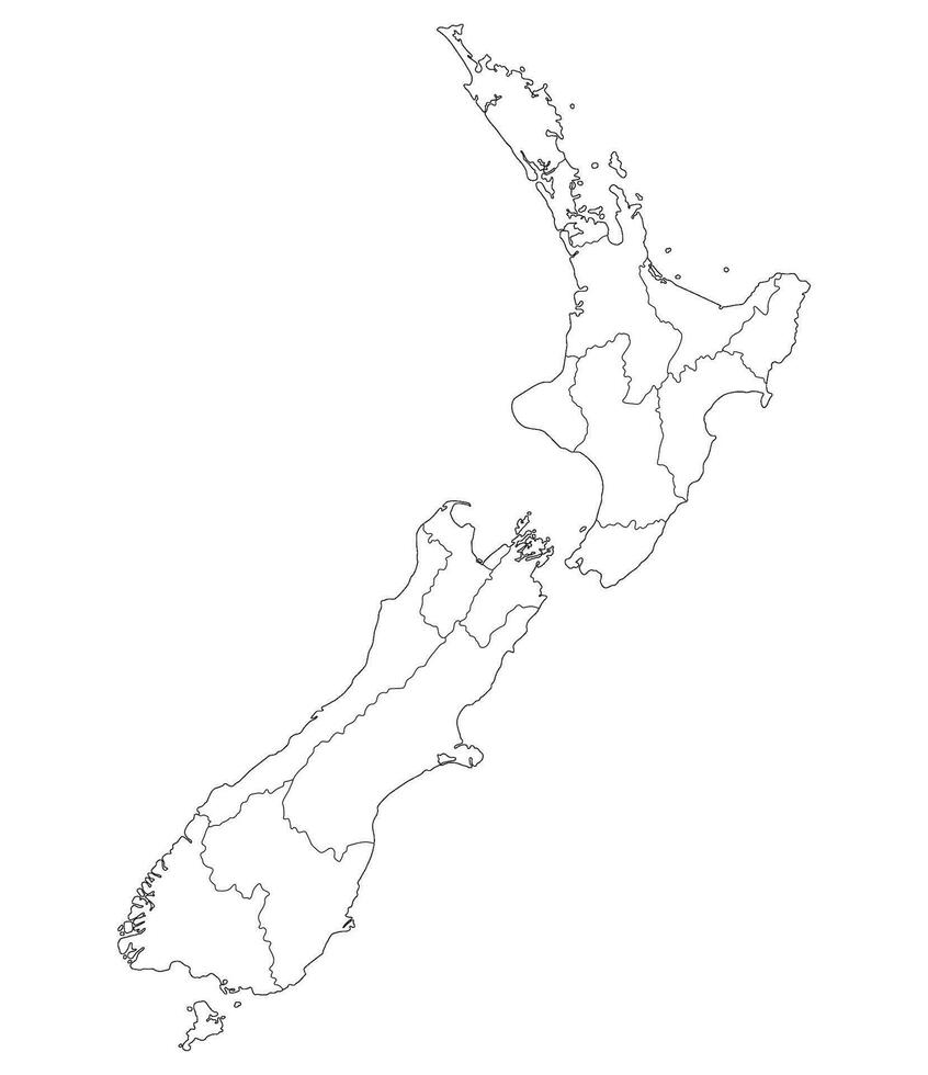 nieuw Zeeland kaart. kaart van nieuw Zeeland in administratief provincies in wit kleur vector