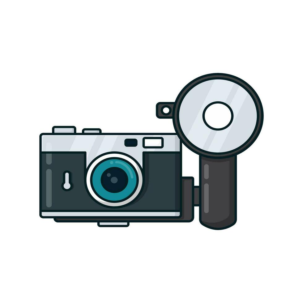 gemakkelijk camera icoon vol kleur schattig tekenfilm ontwerp stijl geïsoleerd door wit kleur vector