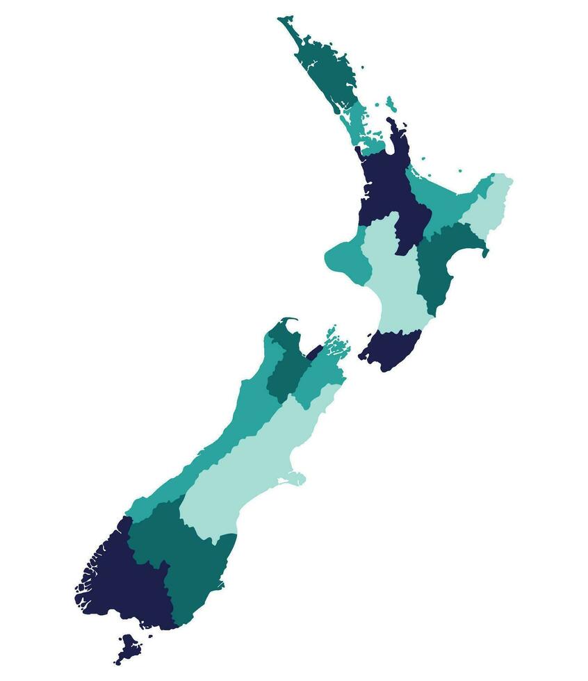 nieuw Zeeland kaart. kaart van nieuw Zeeland in administratief provincies vector