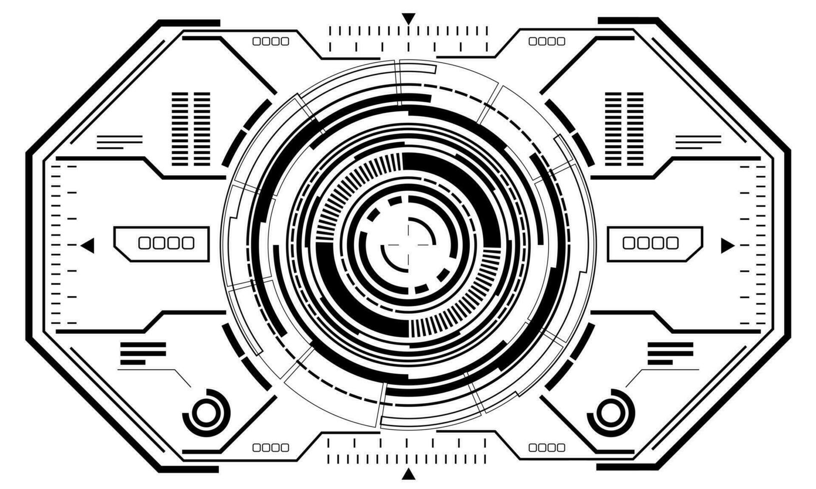 hud sci-fi cirkel koppel scherm visie grijs meetkundig ontwerp virtueel realiteit futuristische technologie creatief Scherm Aan wit vector