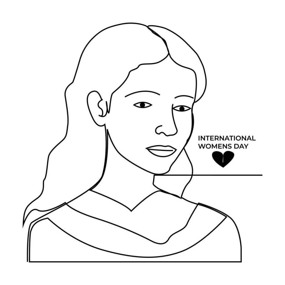 Dames doorlopend single lijn schets vector kunst tekening en gemakkelijk een lijn minimalistische Internationale vrouwen dag ontwerp