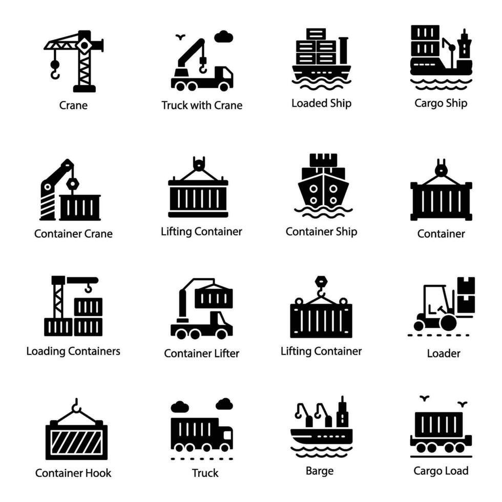 logistiek en lading glyph vector pictogrammen