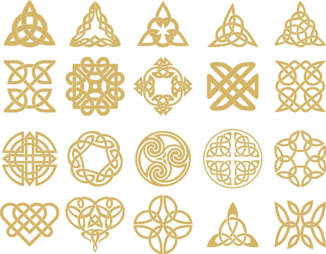 vector reeks van gouden keltisch knopen. ornament van oude Europese volkeren. de teken en symbool van de Iers, Schotten, Britten, frank.
