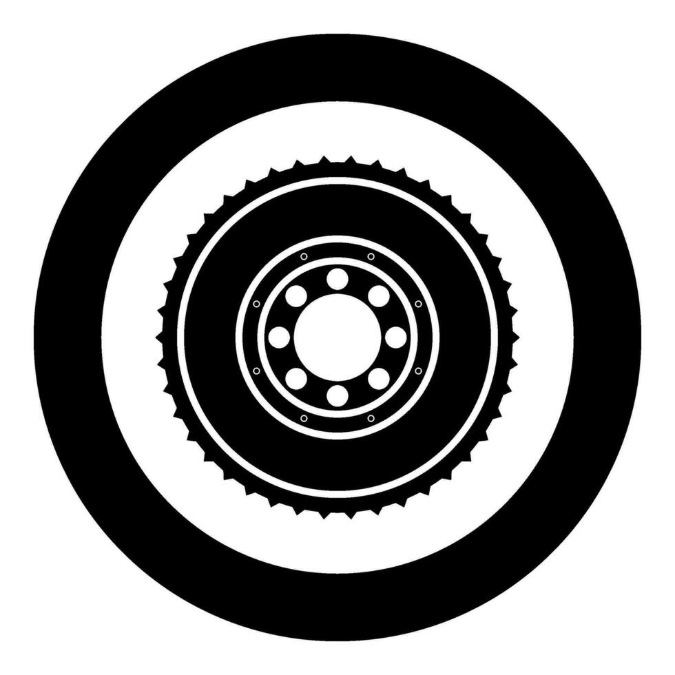 auto koppeling vliegwiel samenhang transmissie auto een deel bord uitrusting reparatie onderhoud icoon in cirkel ronde zwart kleur vector illustratie beeld solide schets stijl