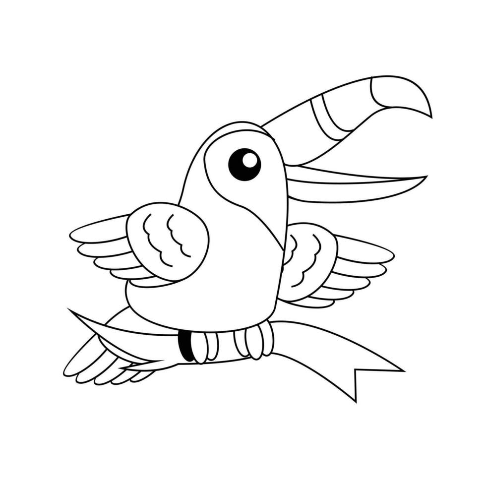 toekan vogel tekening lijn schattig zwart wit illustratie vector