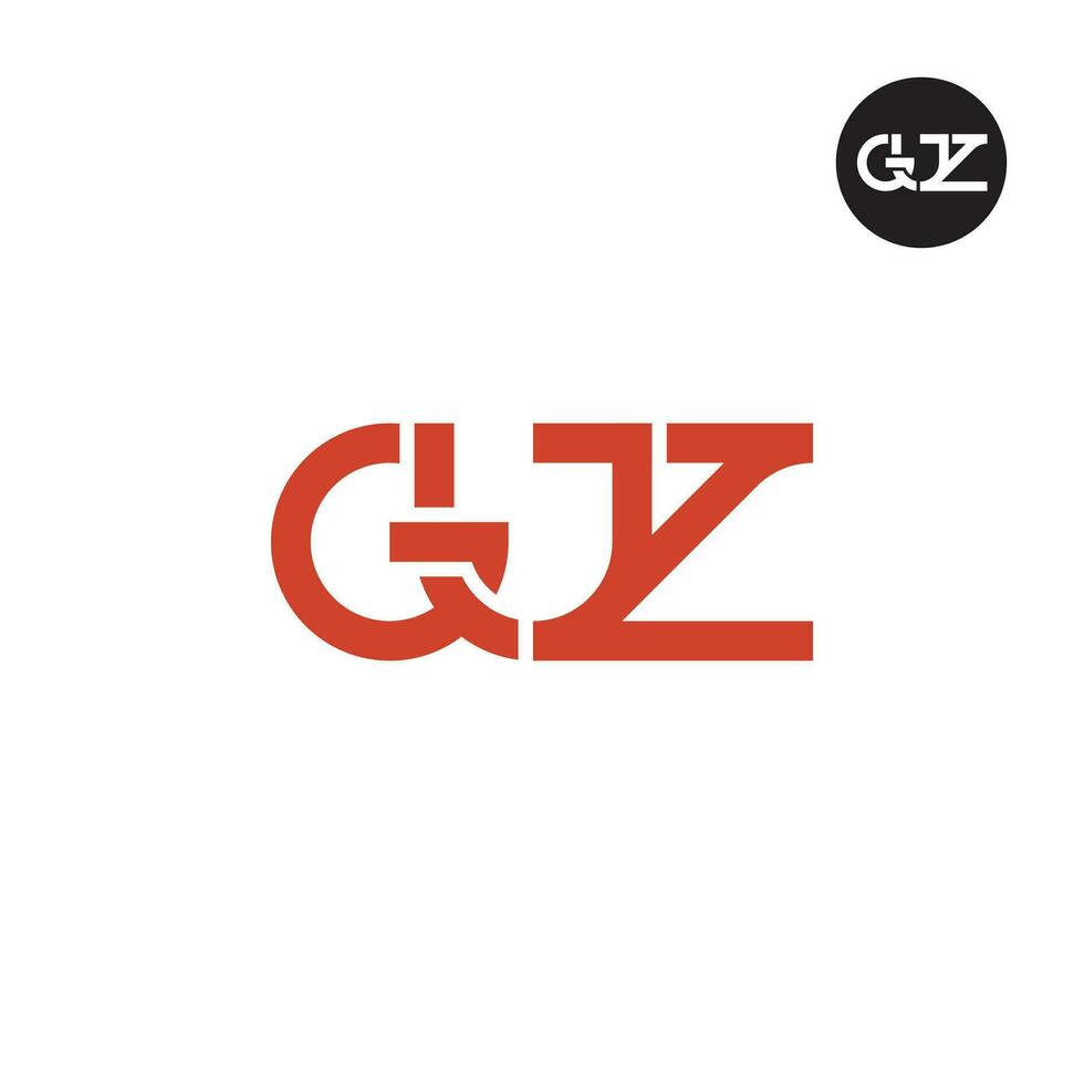 brief guz monogram logo ontwerp vector