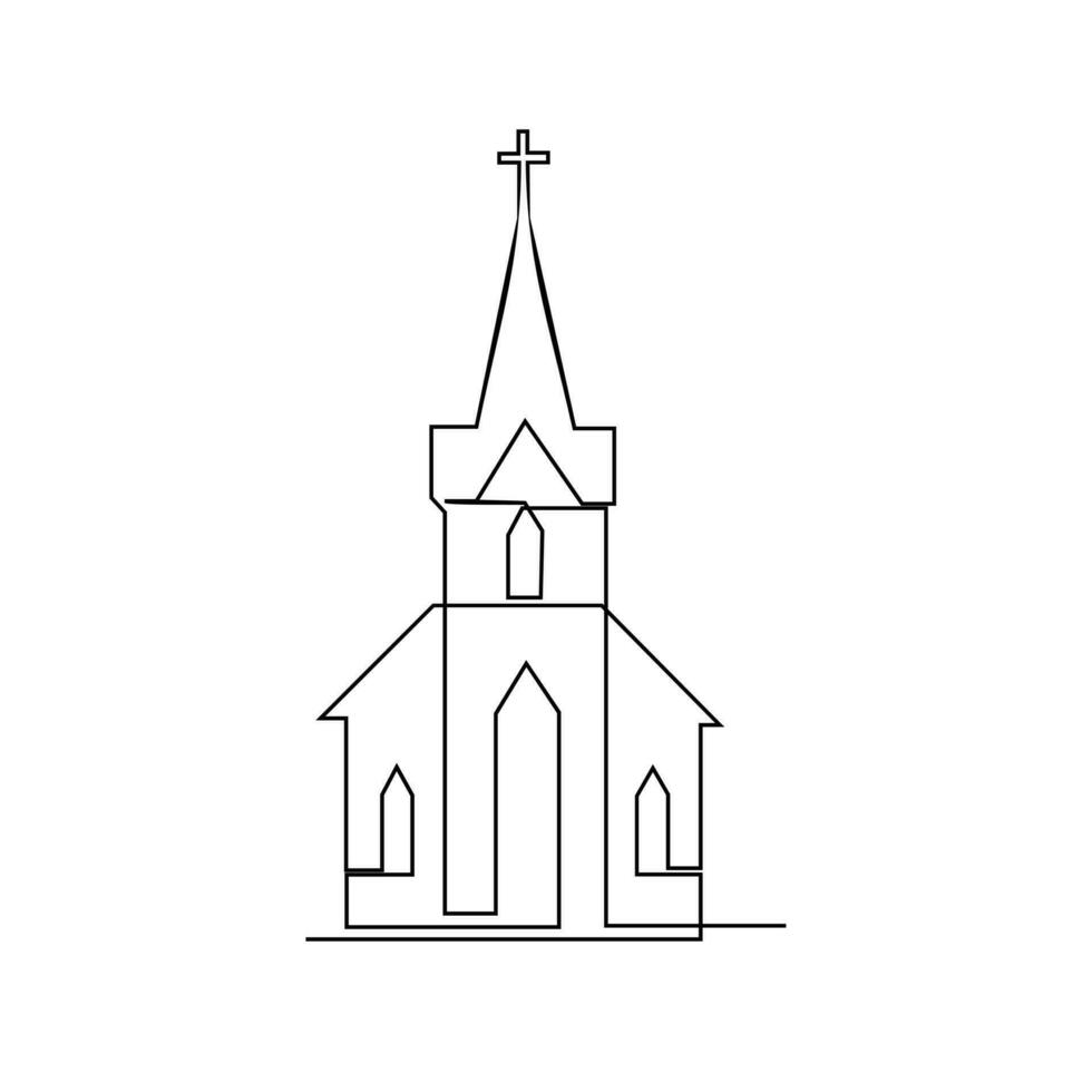 kerk single doorlopend lijn illustratie vector