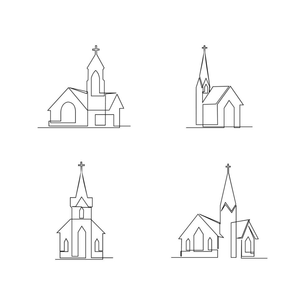 kerk single doorlopend lijn illustratie vector