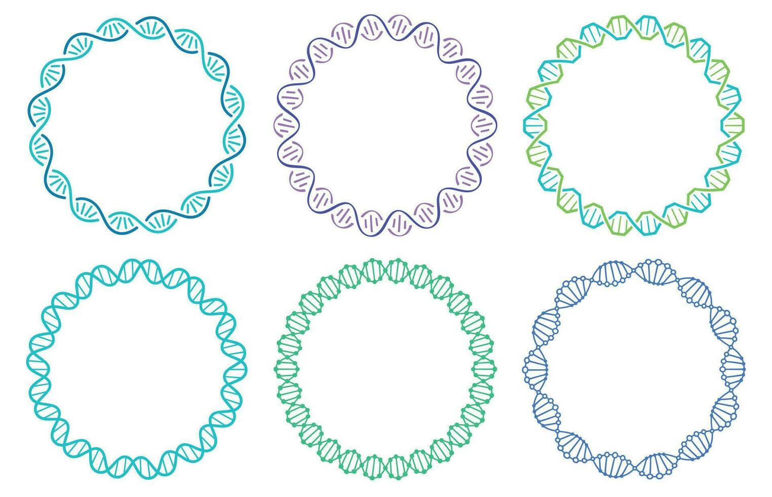 dna spiraal kader set. menselijk genoom schroef geïsoleerd Aan wit achtergrond. genetisch concept voor wetenschap of geneeskunde vector