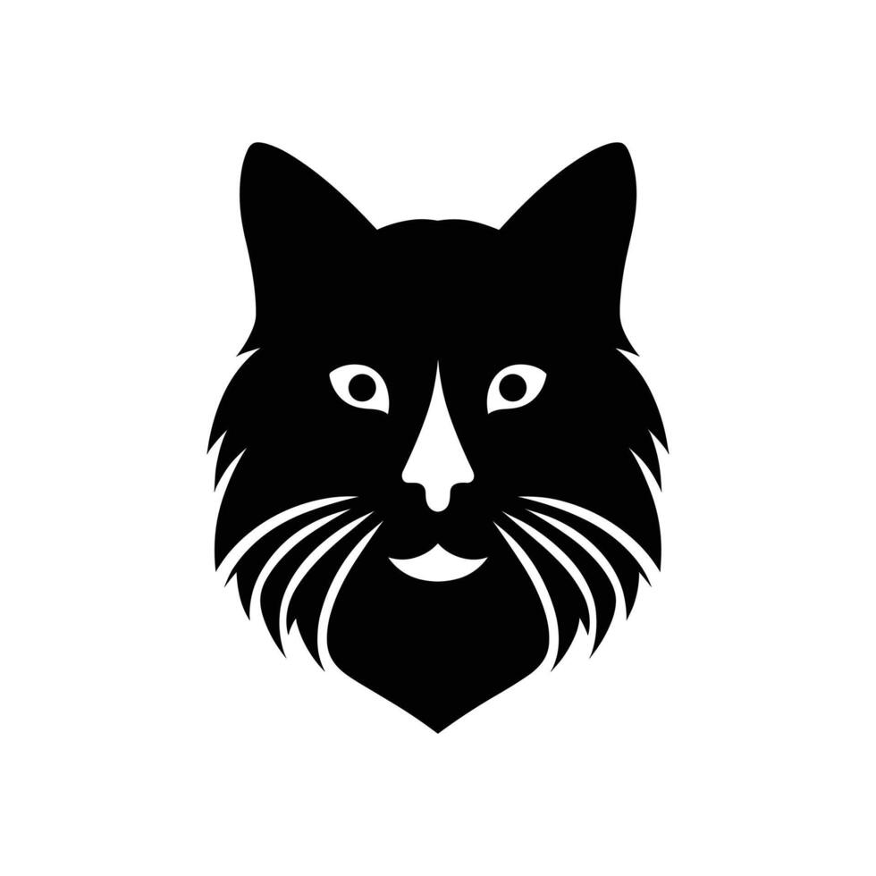 silhouet van kat gezicht tekenfilm logo icoon symbool vector illustratie