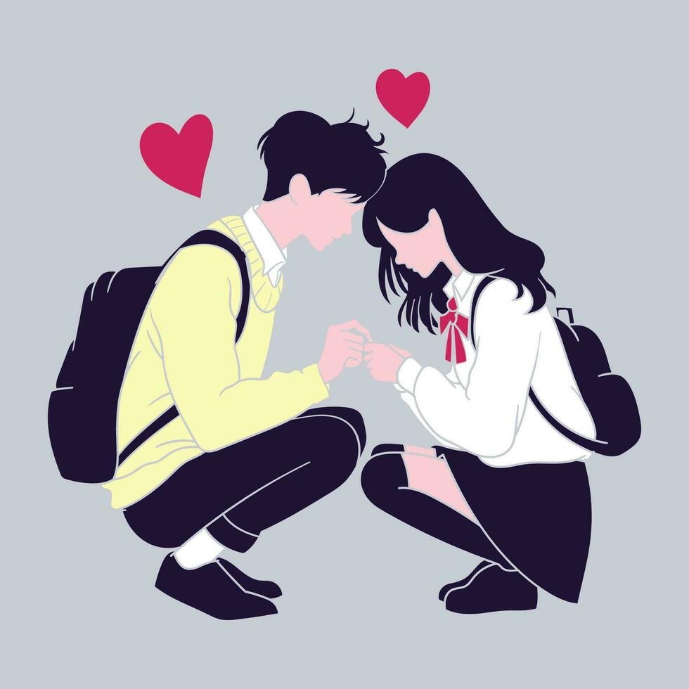 romantisch paar in liefde, hand- getrokken vector illustratie