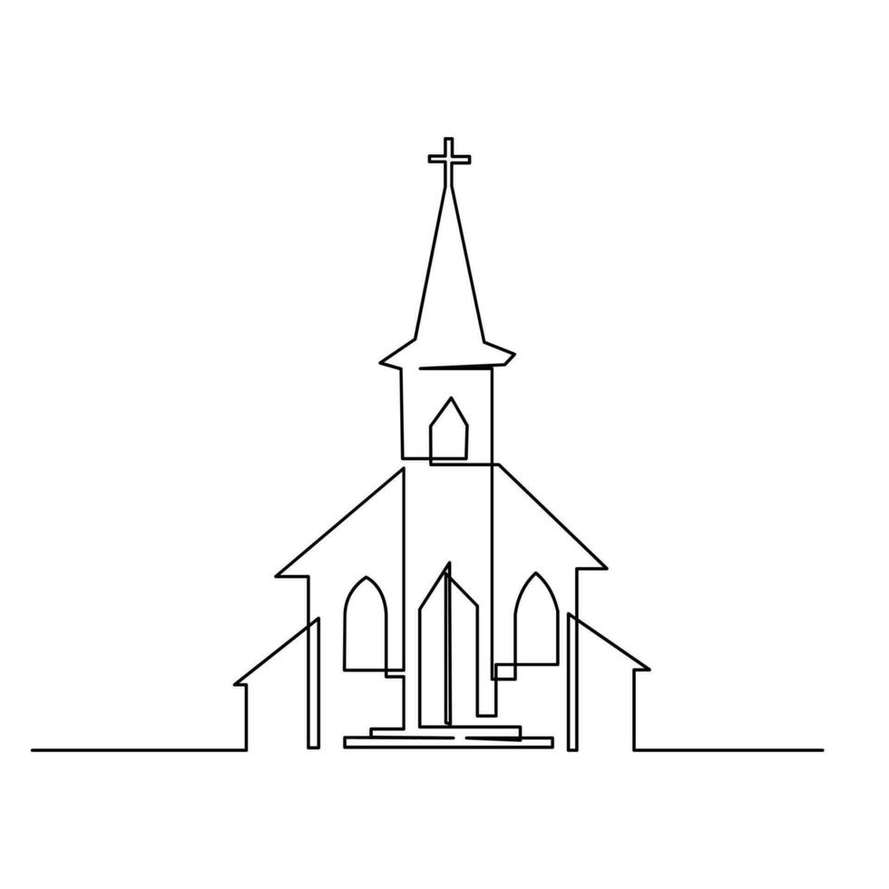 kerk single doorlopend lijn illustratie vector