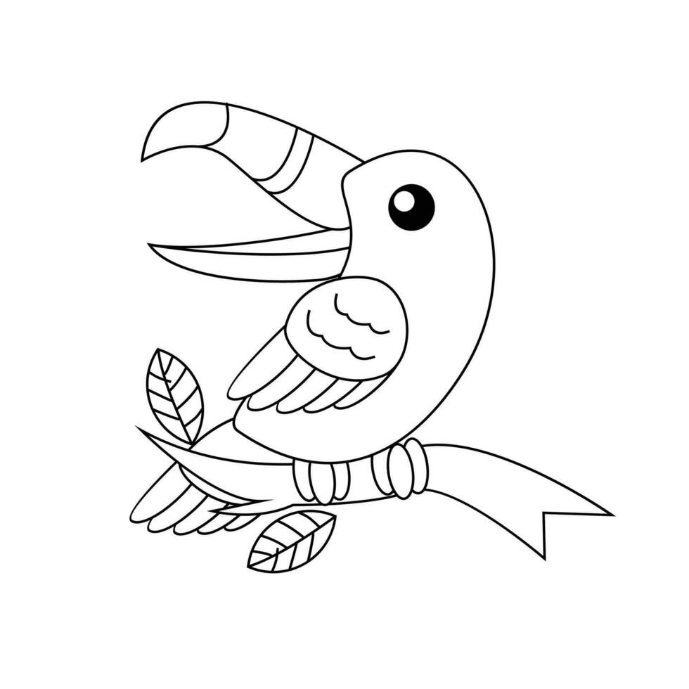 toekan vogel tekening lijn schattig zwart wit illustratie vector