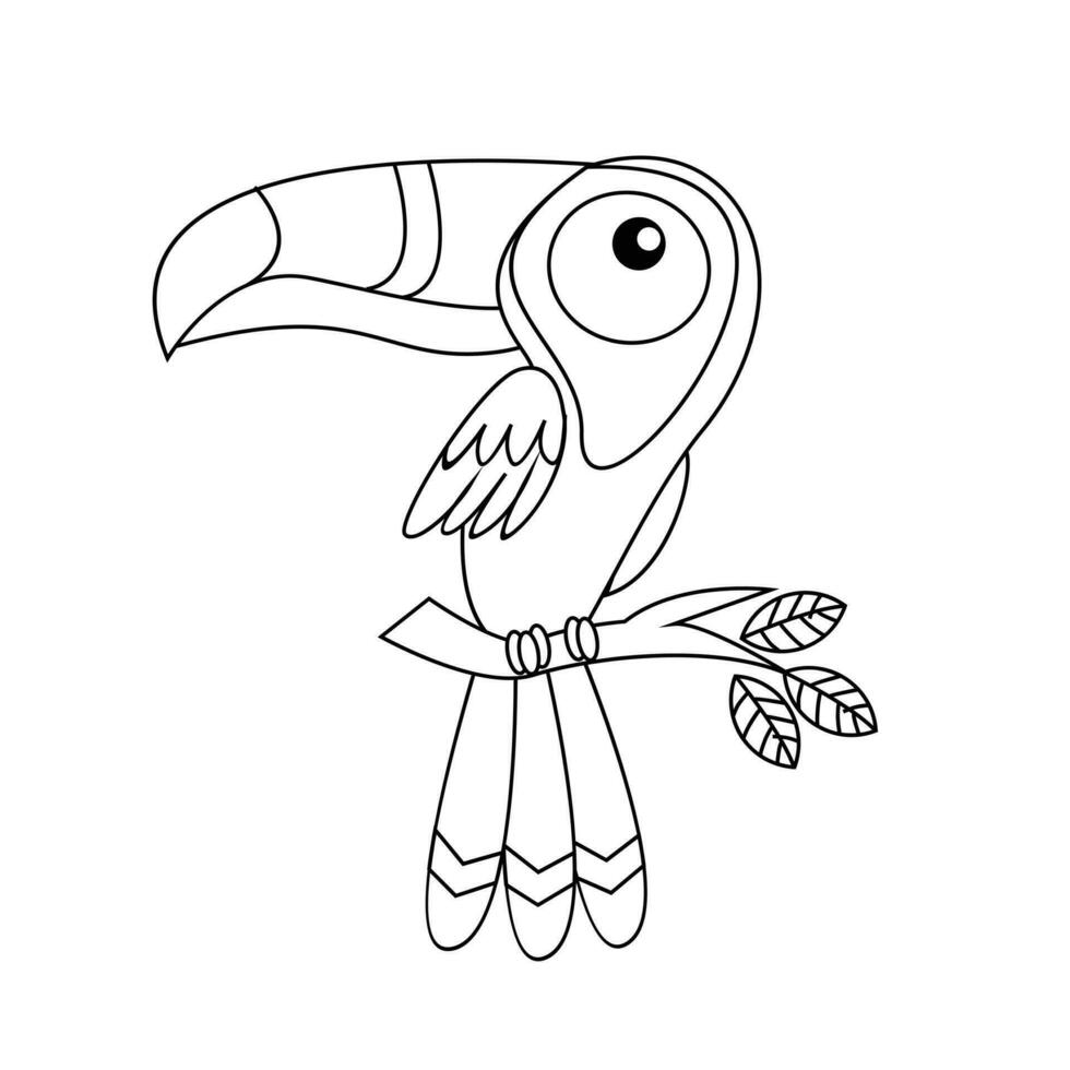 toekan vogel tekening lijn schattig zwart wit illustratie vector