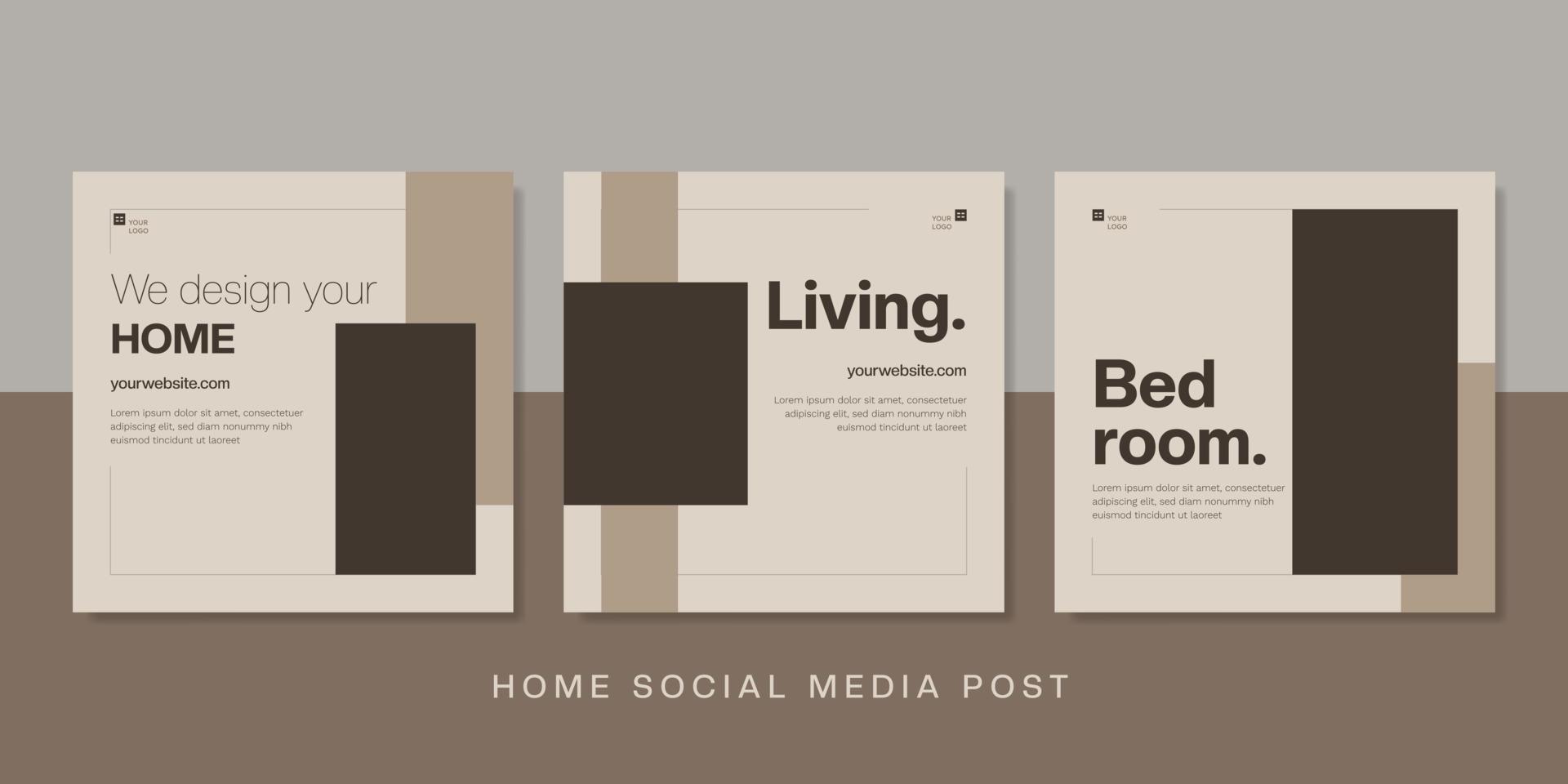 elegante sociale media banner en postsjabloon voor huisverkoop. vierkante vormachtergrond met bruine roomkleur. vectorillustratie. vector