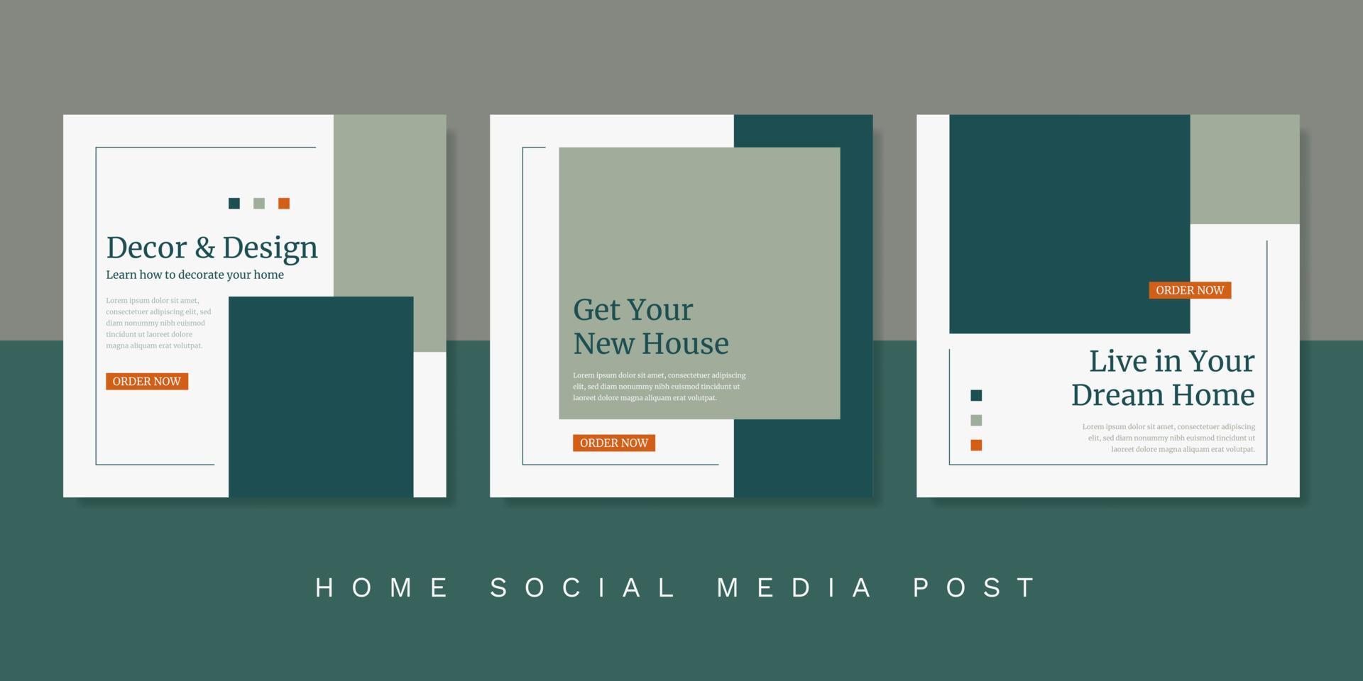 luxe moderne sjabloon voor huisverkoop voor sociale media. huis banner minimalistische promotie met groene achtergrond. vector illustratie