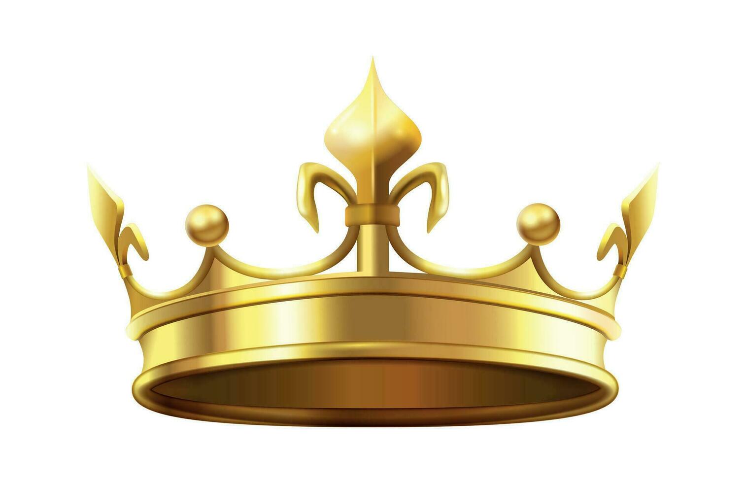 Koninklijk kroon voor koning en koningin. royalty en monarchie Gezag symbool, heraldisch gouden glimmend element vector
