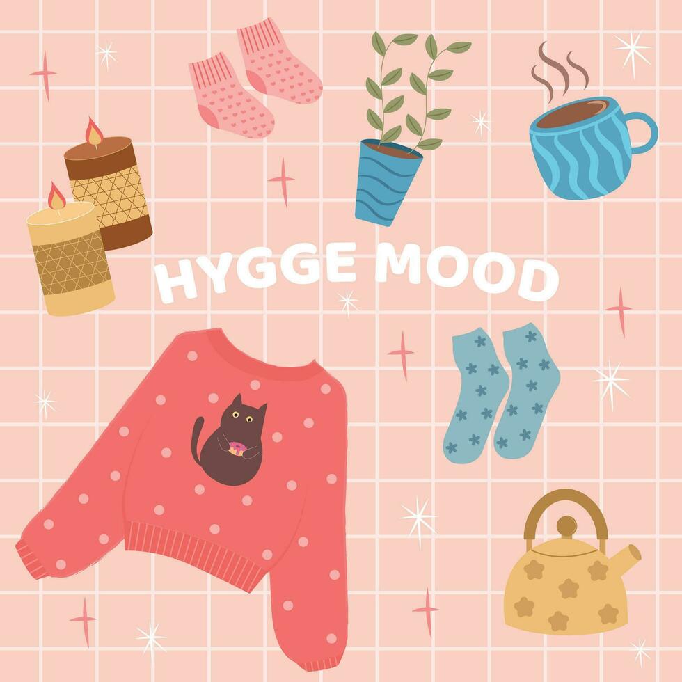 hygge decor reeks humeur comfort vector