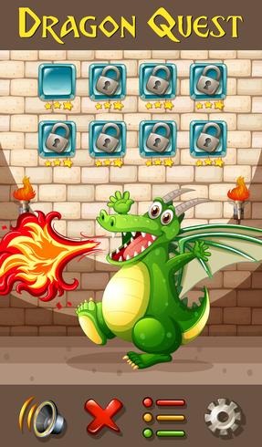 Dragon op game sjabloon vector