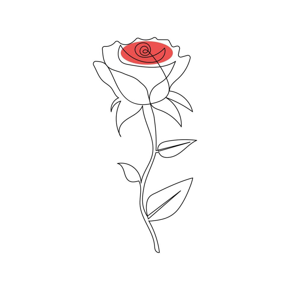 een lijn doorlopend roos bloem tekening en enkele lijn stijl schets vector kunst illustratie