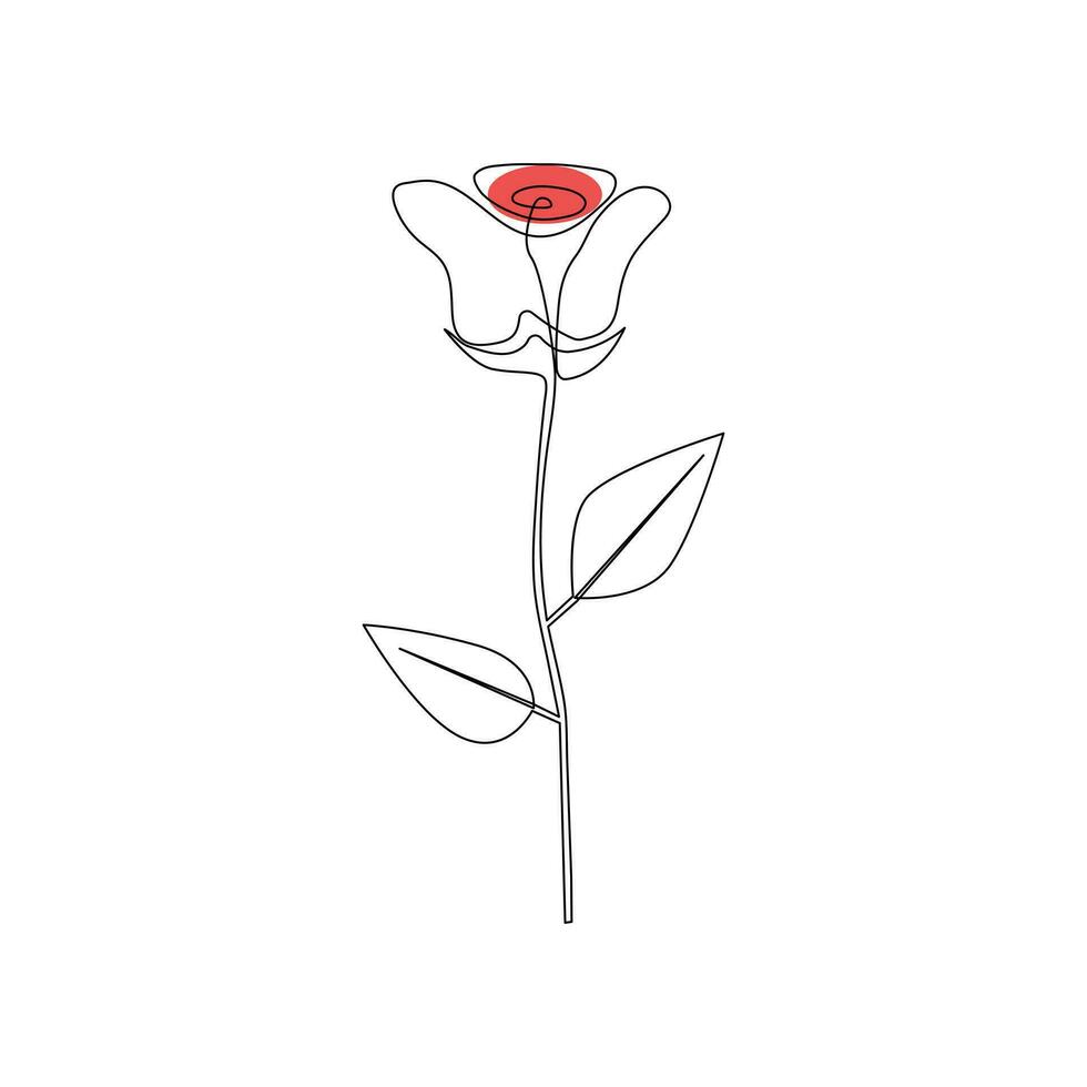 een lijn doorlopend roos bloem tekening en enkele lijn stijl schets vector kunst illustratie
