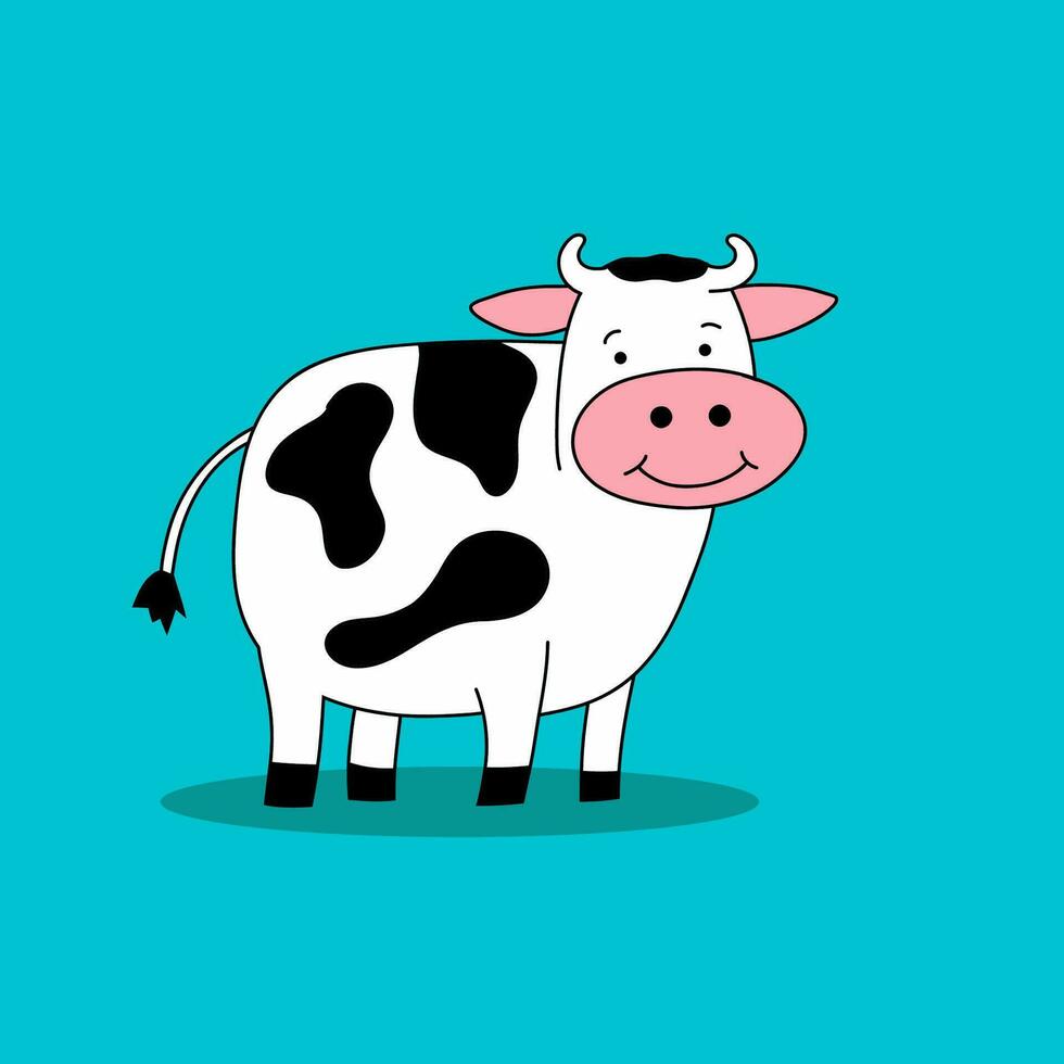 vector vlak schattig koe illustratie met pastel achtergrond