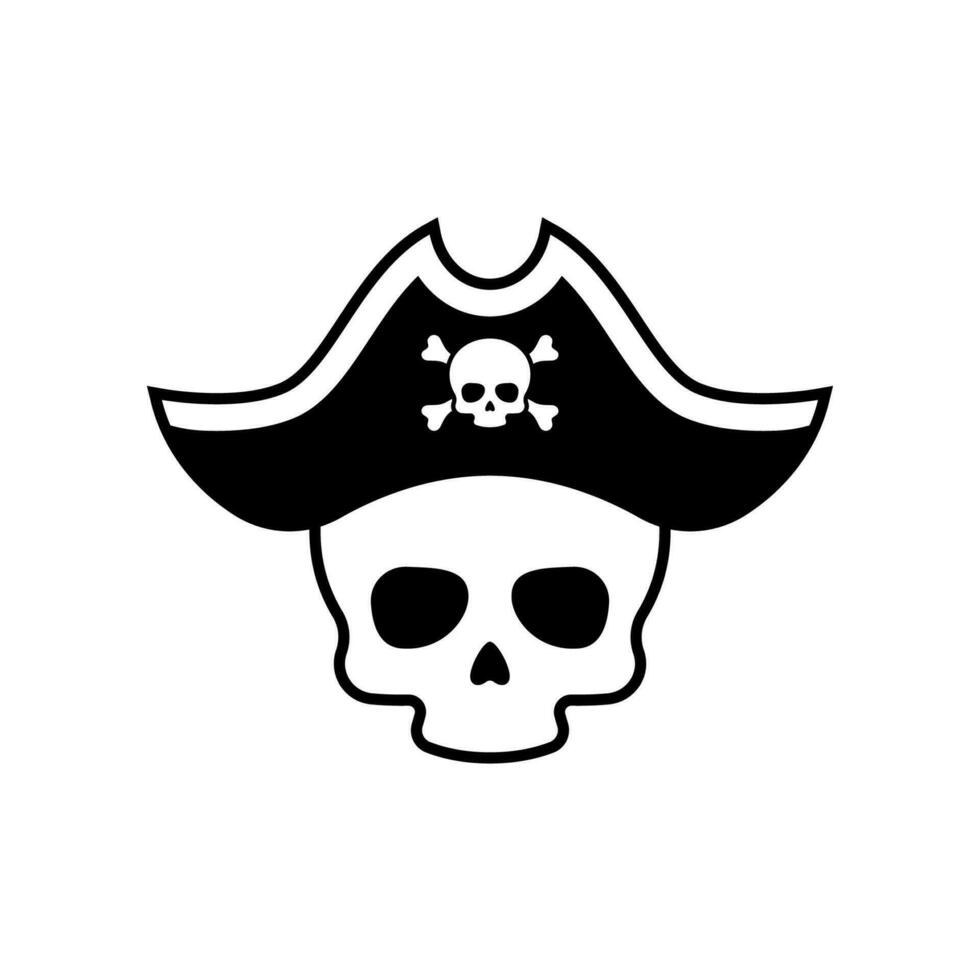 icoon piraat schedel vervelend een hoed. lijn icoon. vector