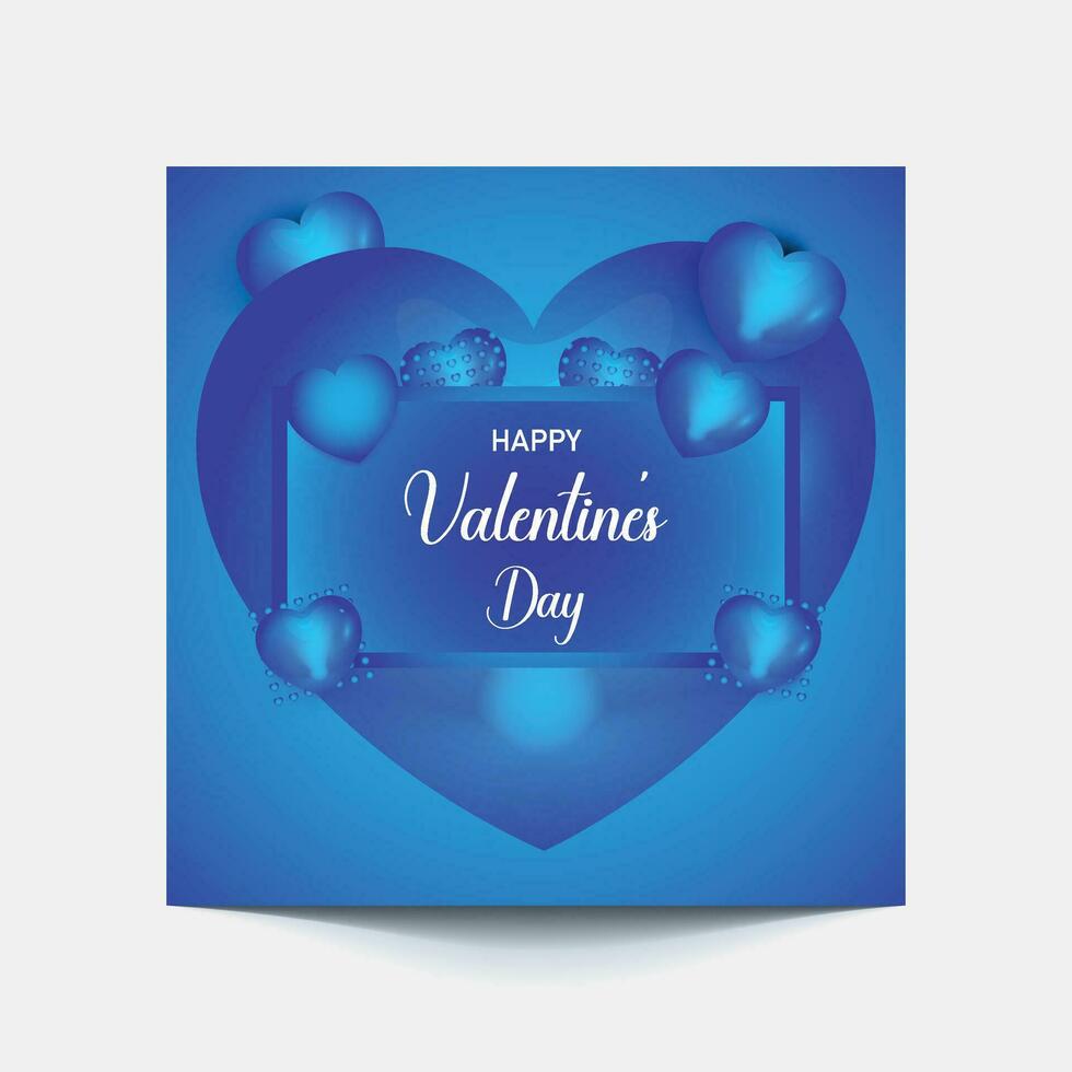 Valentijnsdag harten achtergrond in blauw, sociaal media post web banier sjabloon, gelukkig Valentijnsdag dag vector