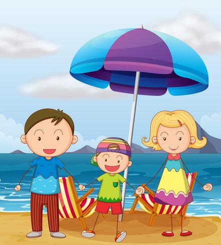 Een familie op het strand vector