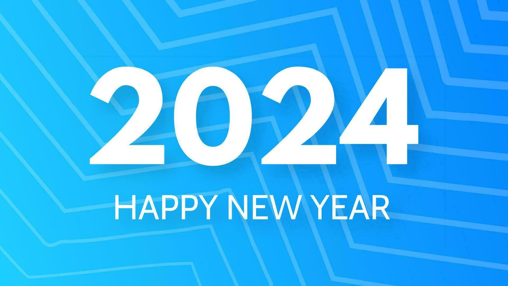 2024 gelukkig nieuw jaar achtergrond. modern groet banier sjabloon met wit 2024 nieuw jaar getallen Aan blauw abstract achtergrond met lijnen. vector illustratie