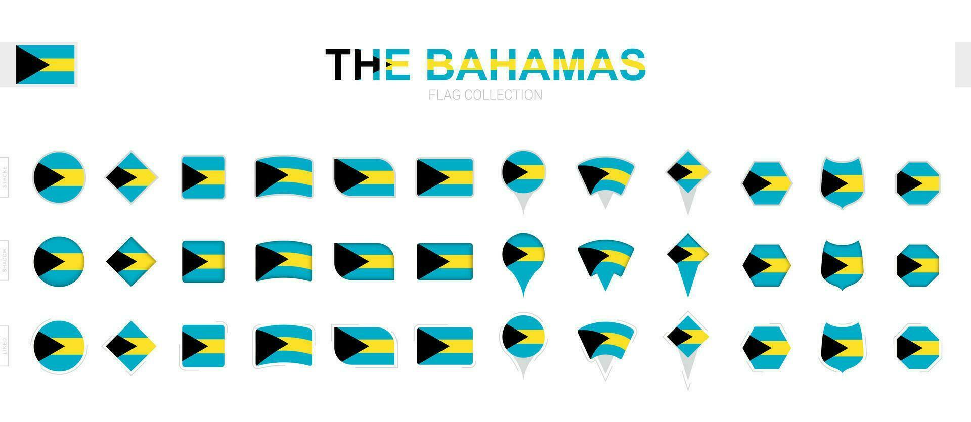 groot verzameling van de Bahamas vlaggen van divers vormen en Effecten. vector