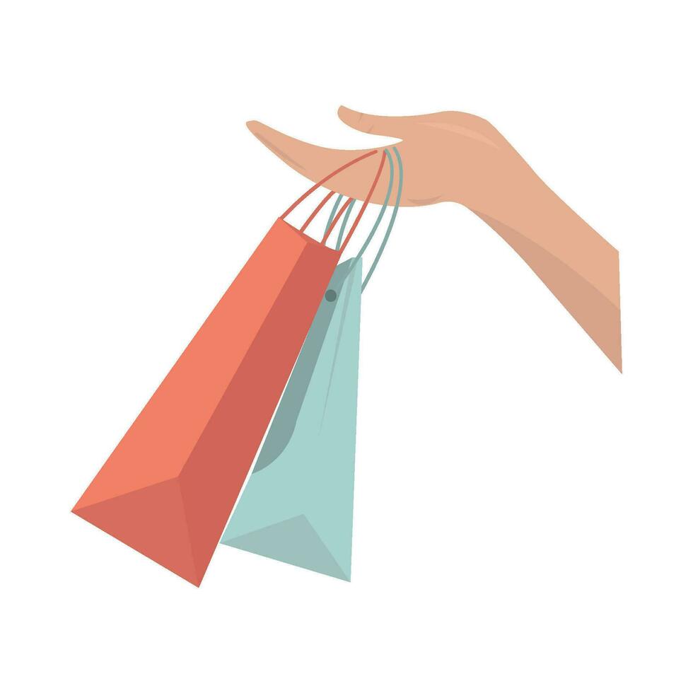 boodschappen doen zak in hand- illustratie vector